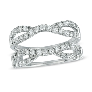 0.97 CT. T.W. Diamond Twist Contour Solitaire Enhancer in 14K White Gold