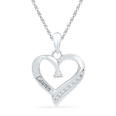 Diamond Accent Heart Pendant in Sterling Silver (6 Characters)