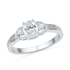 Oval Lab-Created White Sapphire and Diamond Accent Promise Ring in Sterling Silver (2 Names)