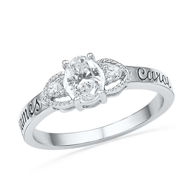 White sapphire and diamond accent promise ring in sterling outlet silver