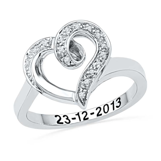 Diamond Accent Heart Ring in Sterling Silver (10 Characters)