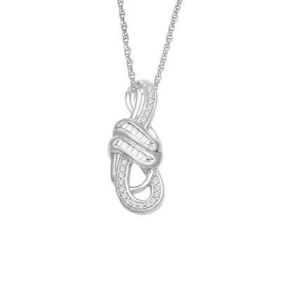 0.10 CT. T.W. Diamond Overlay Infinity Pendant in 10K White Gold