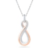 0.10 CT. T.W. Diamond Double Infinity Pendant in Sterling Silver and 10K Rose Gold