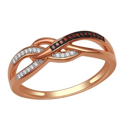 Enhanced Cognac and White Diamond Loose Braid Ring in 10K Rose Gold