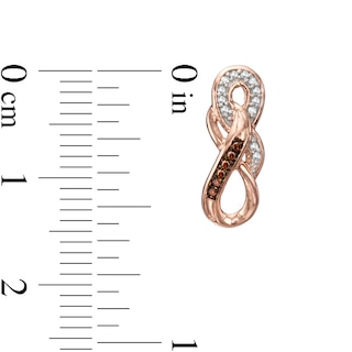 Enhanced Cognac and White Diamond Accent Double Infinity Drop Earrings in 10K Rose Gold