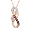 Thumbnail Image 0 of Enhanced Cognac and White Diamond Double Infinity Pendant in 10K Rose Gold