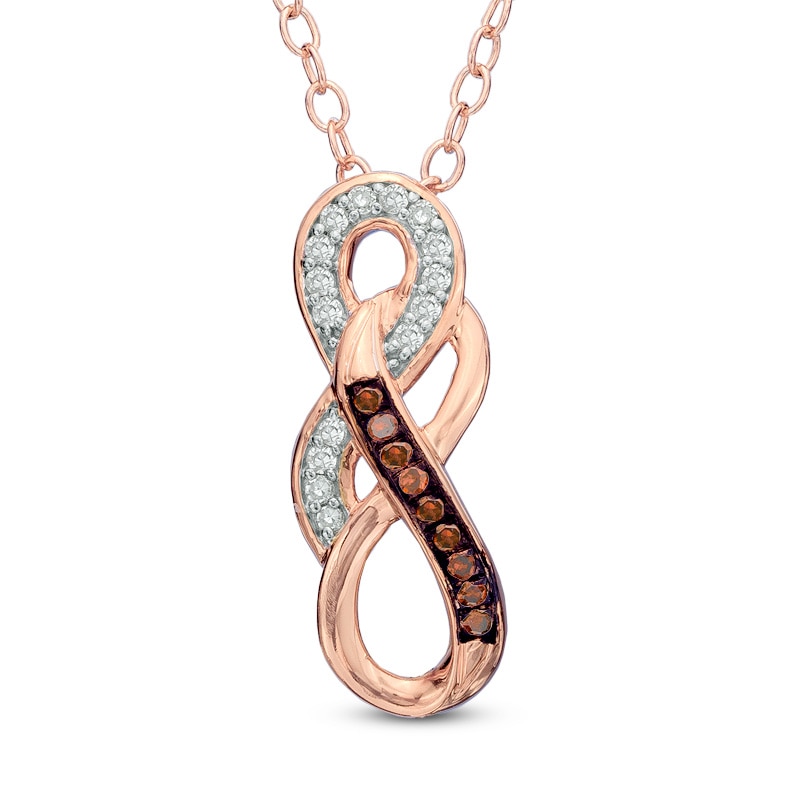 Enhanced Cognac and White Diamond Double Infinity Pendant in 10K Rose Gold|Peoples Jewellers