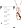 Thumbnail Image 1 of Enhanced Cognac and White Diamond Double Infinity Pendant in 10K Rose Gold