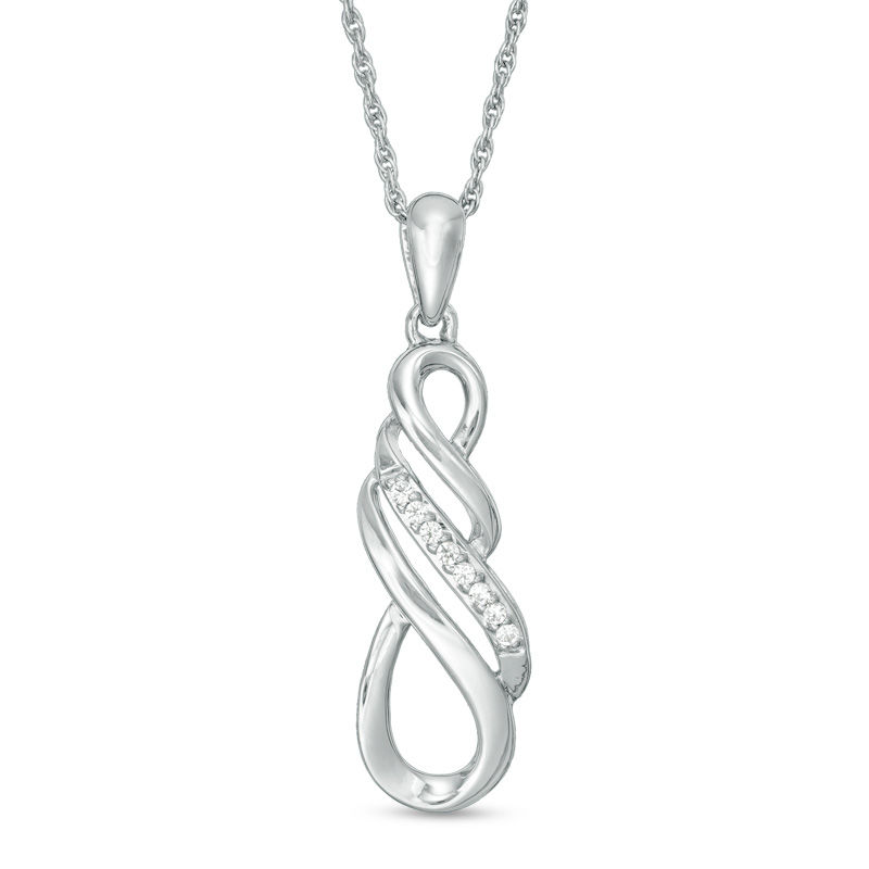 Main Image 1 of 0.05 CT. T.W. Diamond Multi-Row Infinity Pendant in Sterling Silver