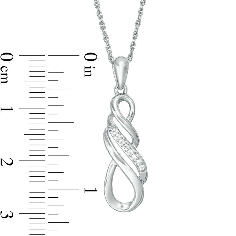 Main Image 2 of 0.05 CT. T.W. Diamond Multi-Row Infinity Pendant in Sterling Silver