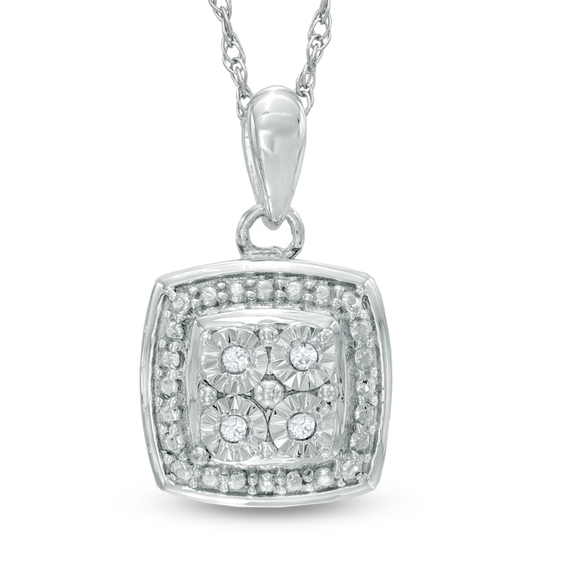 Quad Diamond Accent Frame Pendant in Sterling Silver|Peoples Jewellers