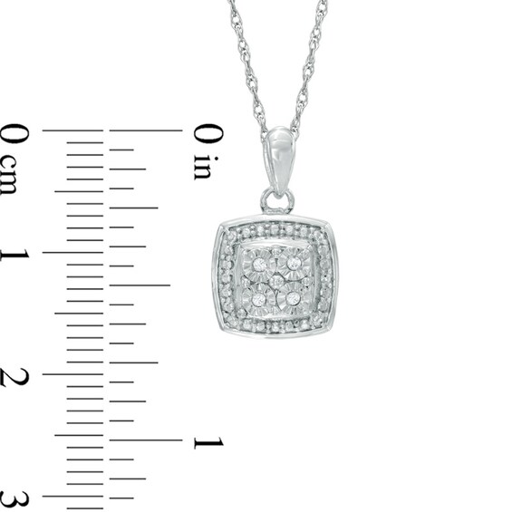 Quad Diamond Accent Frame Pendant in Sterling Silver