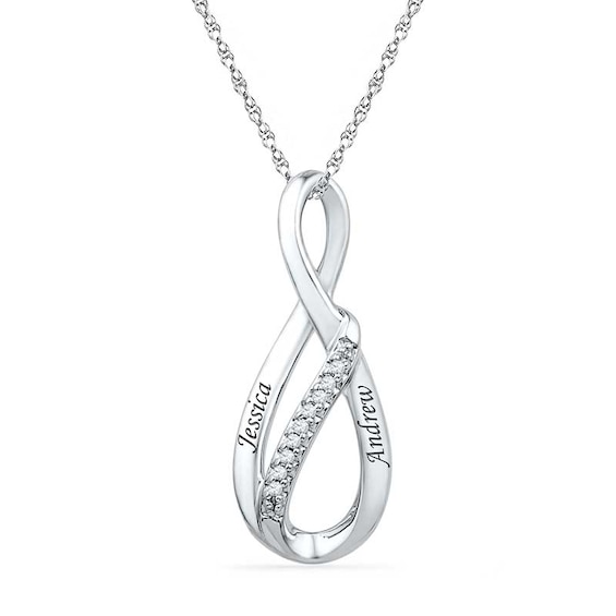 Diamond Accent Infinity Pendant in Sterling Silver (2 Names)