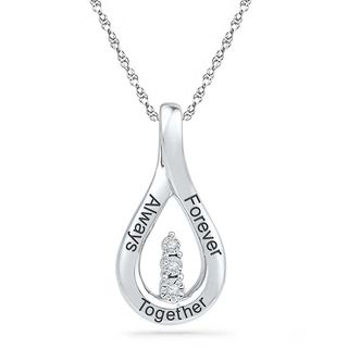 Diamond Accent Loop Pendant in Sterling Silver (3 Lines)