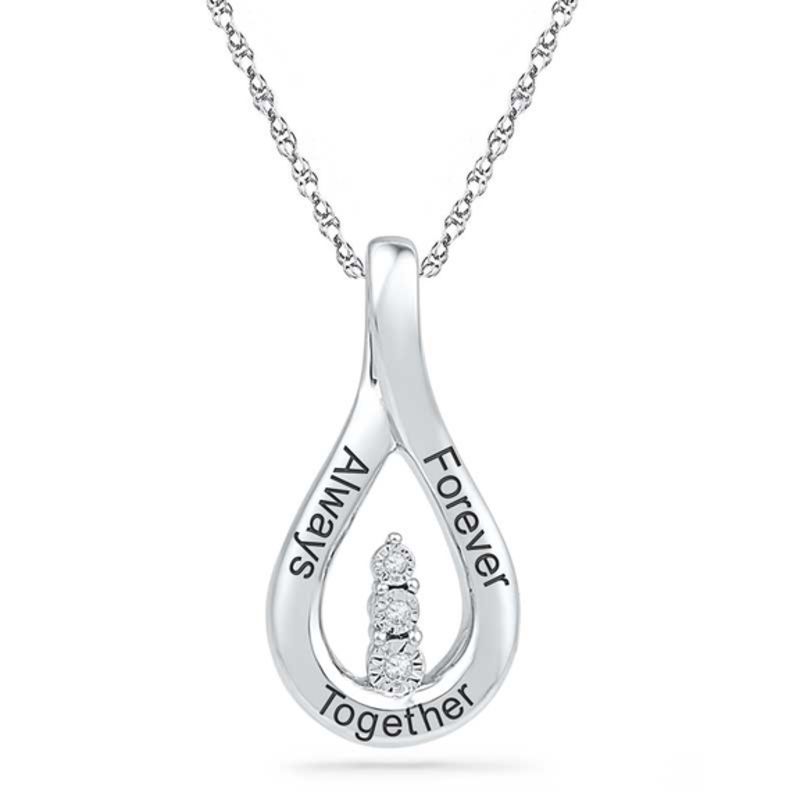 Diamond Accent Loop Pendant in Sterling Silver (3 Lines)|Peoples Jewellers