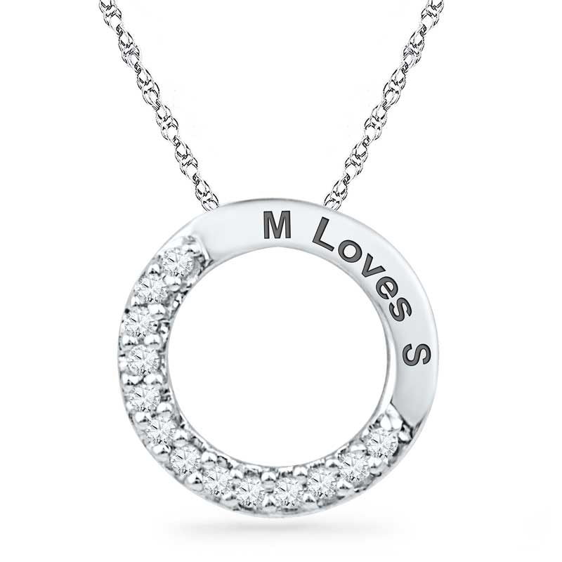 Diamond Accent Circle Pendant in 10K White Gold (9 Characters)|Peoples Jewellers
