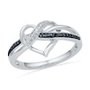 Thumbnail Image 0 of Black and White Diamond Accent Swirled Heart Ring in Sterling Silver