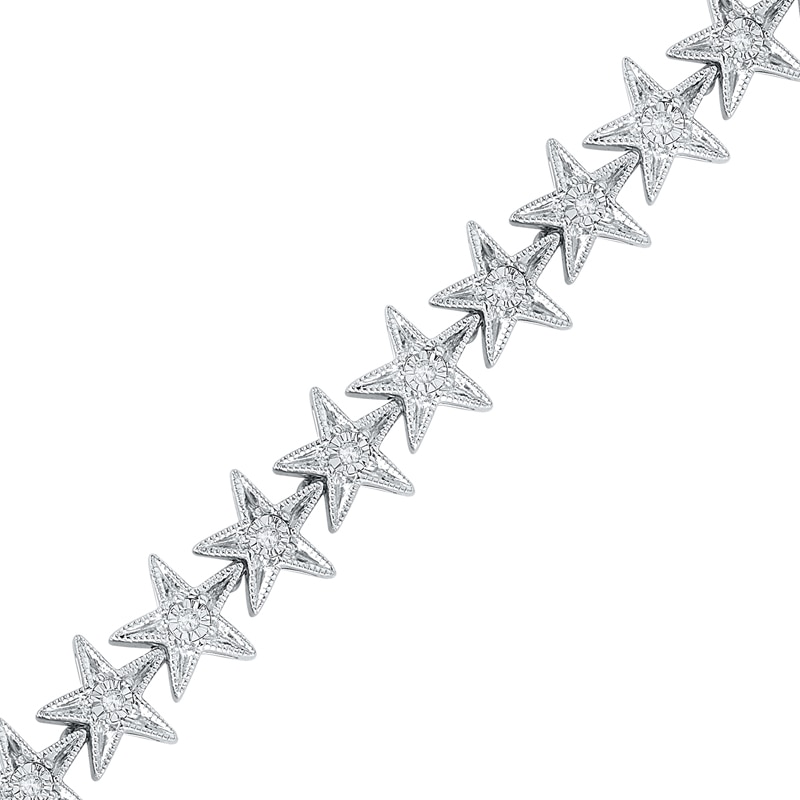 0.20 CT. T.W. Diamond Star Link Bracelet in Sterling Silver - 7.25"|Peoples Jewellers