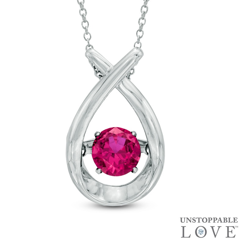 Unstoppable Love™ 6.0mm Lab-Created Ruby Pendant in Sterling Silver