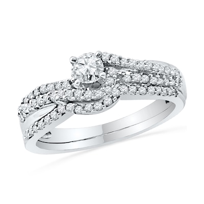 0.50 CT. T.W. Diamond Double Row Bridal Set in 10K White Gold