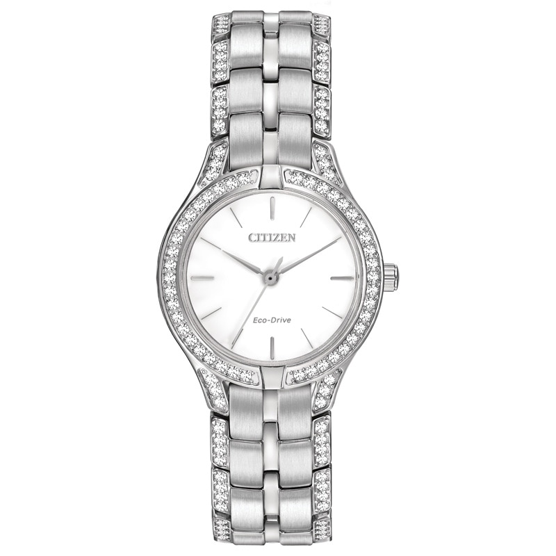 Ladies' Citizen Eco-Drive® Crystal Watch and Bracelet Set (Model: FE2060-61A)