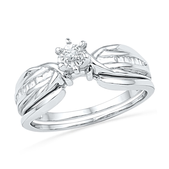 0.16 CT. T.W. Diamond Bridal Set in 10K White Gold