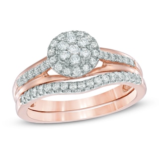 0.50 CT. T.W. Multi-Diamond Frame Bridal Set in 10K Rose Gold