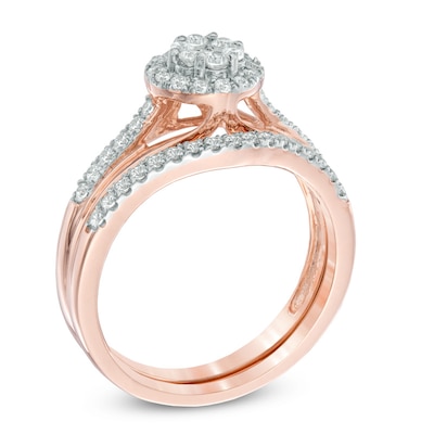 0.50 CT. T.W. Multi-Diamond Frame Bridal Set in 10K Rose Gold