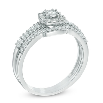 0.33 CT. T.W. Diamond Square Frame Bridal Set in 10K White Gold