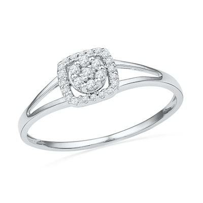 0.10 CT. T.W. Multi-Diamond Square Frame Promise Ring in 10K White Gold