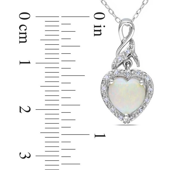 8.0mm Heart-Shaped Opal and Diamond Accent Swirl Pendant in Sterling Silver