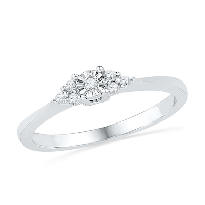 0.10 CT. T.W. Diamond Tri-Side Promise Ring in 10K White Gold