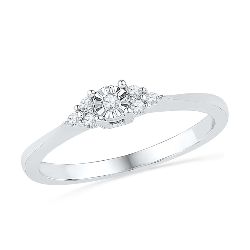 0.10 CT. T.W. Diamond Tri-Side Promise Ring in 10K White Gold|Peoples Jewellers