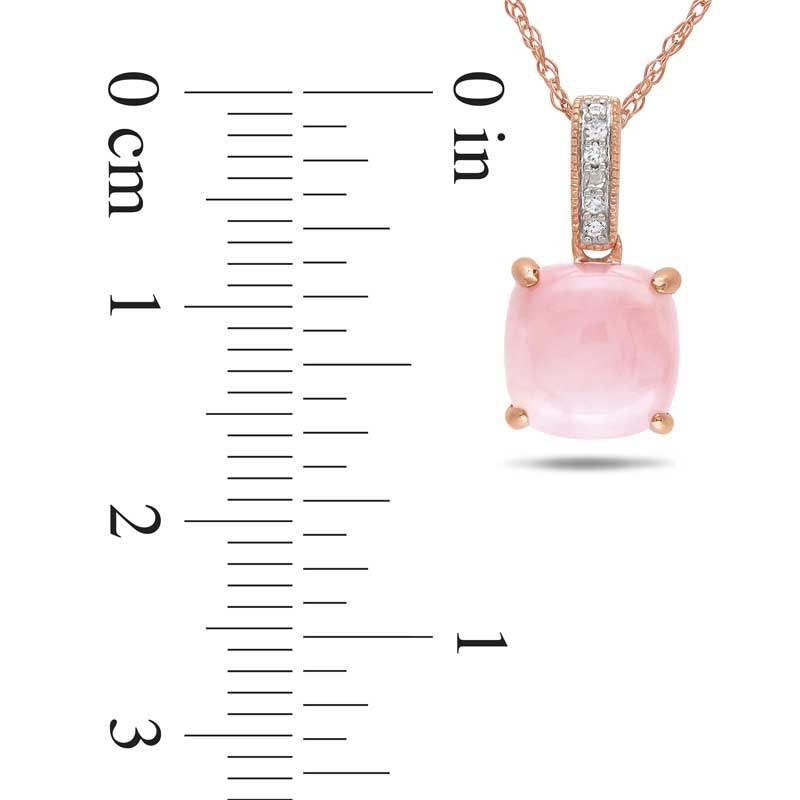 8.0mm Cushion-Cut Pink Opal and Diamond Accent Pendant in 10K Rose Gold - 17"|Peoples Jewellers