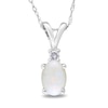 Oval Opal and Diamond Accent Pendant in 10K White Gold - 17"