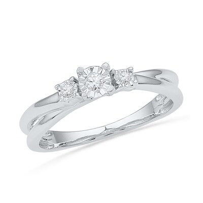 Diamond Accent Three Stone Promise Ring in 10K White Gold