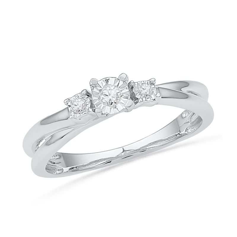 Diamond Accent Three Stone Promise Ring in 10K White Gold|Peoples Jewellers