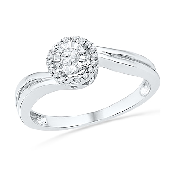 CT. T.W. Diamond Frame Promise Ring in 10K White Gold