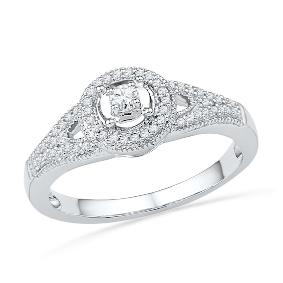 0.25 CT. T.W. Diamond Vintage-Style Promise Ring in 10K White Gold