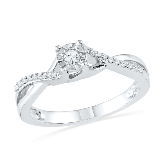 0.16 CT. T.W. Diamond Twist Shank Promise Ring in 10K White Gold