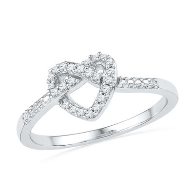 0.13 CT. T.W. Diamond Heart-Shaped Knot Ring in 10K White Gold