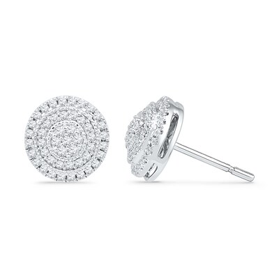 0.50 CT. T.W. Diamond Layered Circle Stud Earrings in 10K White Gold