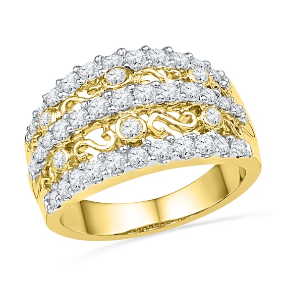 1.33 CT. T.W. Diamond Layered Scroll Band in 10K Gold