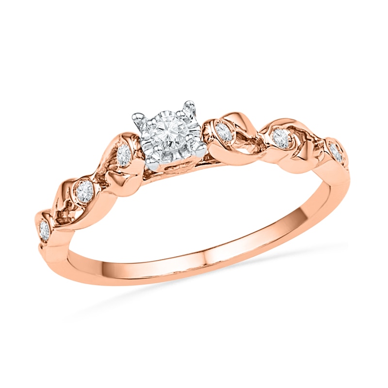 0.13 CT. T.W. Diamond Ribbon Promise Ring in 10K Rose Gold|Peoples Jewellers