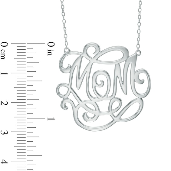 Script Monogram "Mom" Necklace in Sterling Silver