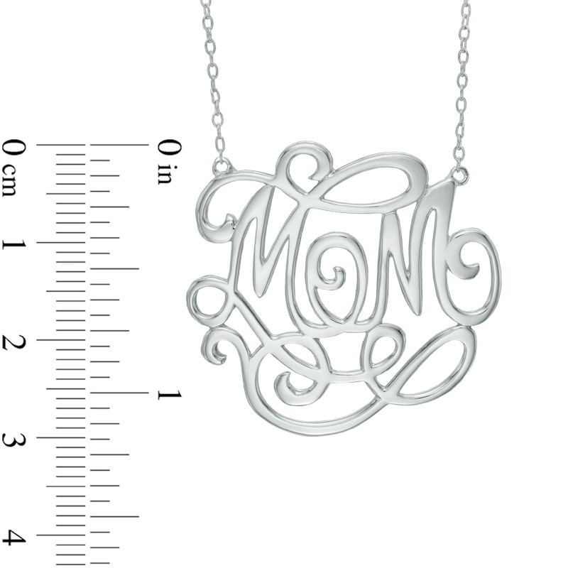 Script Monogram "Mom" Necklace in Sterling Silver