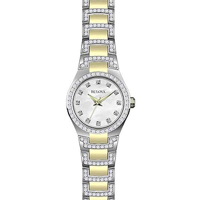 Ladies' Bulova Crystal Watch with Mother-of-Pearl Dial (Model: 98L198)