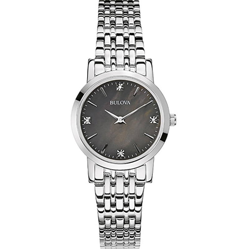 Ladies' Bulova Diamond Accent Watch with Black Mother-of-Pearl Dial (Model: 96P148)|Peoples Jewellers