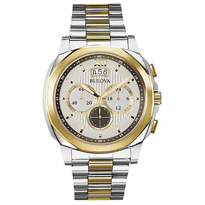 Men's Bulova Two-Tone Chronograph Watch with Grey Dial (Model: 98B232)