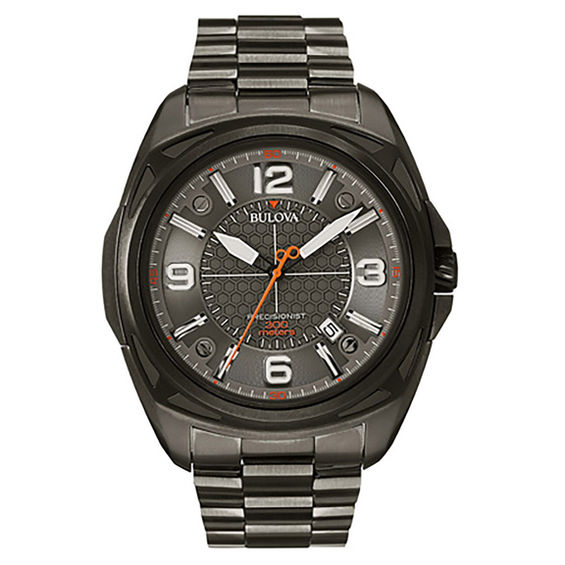 Men's Bulova Black IP Watch with Grey Dial (Model: 98B225)